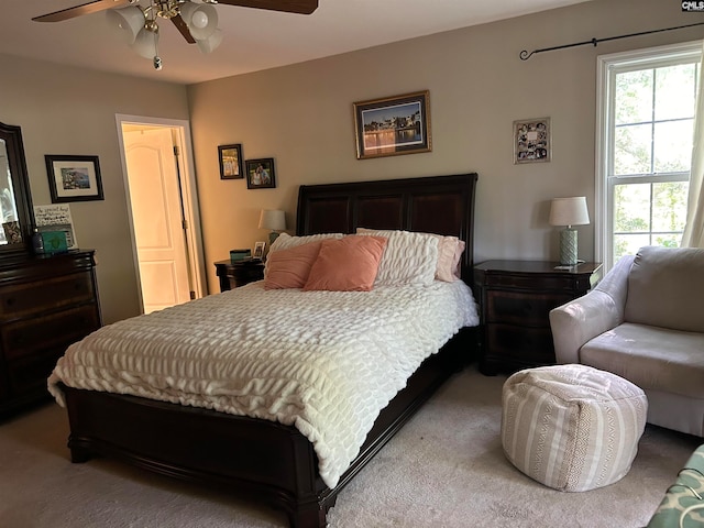 bedroom with carpet flooring and ceiling fan