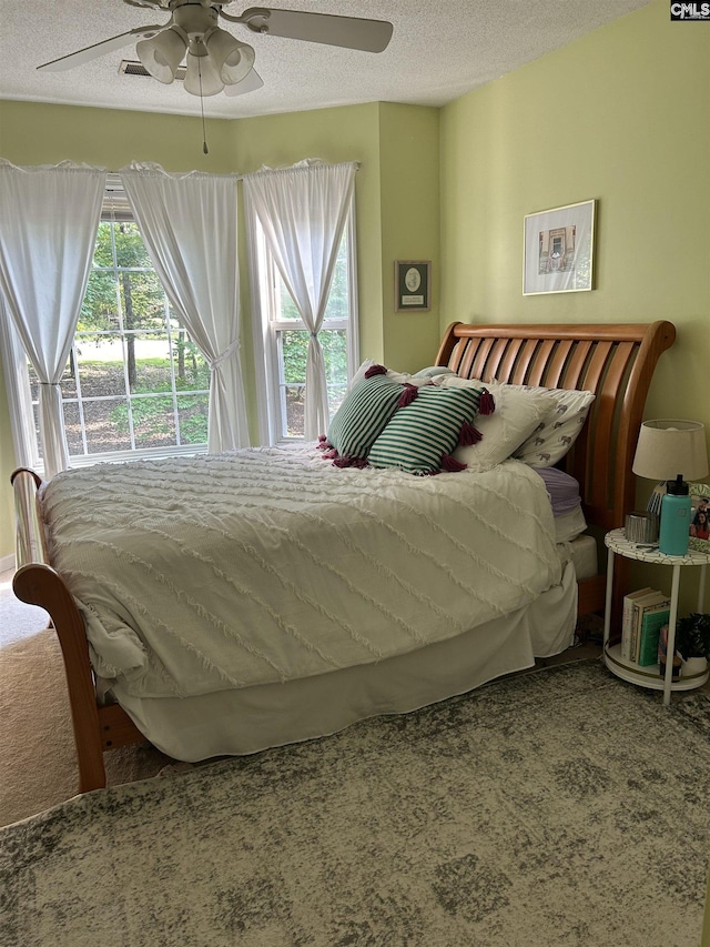 1110 Eleazer Rd, Irmo, SC 29063 - bedroom with a textured ceiling and a ceiling fan