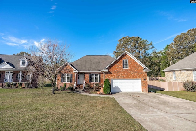 view of front facade featuring a garage and a front lawn