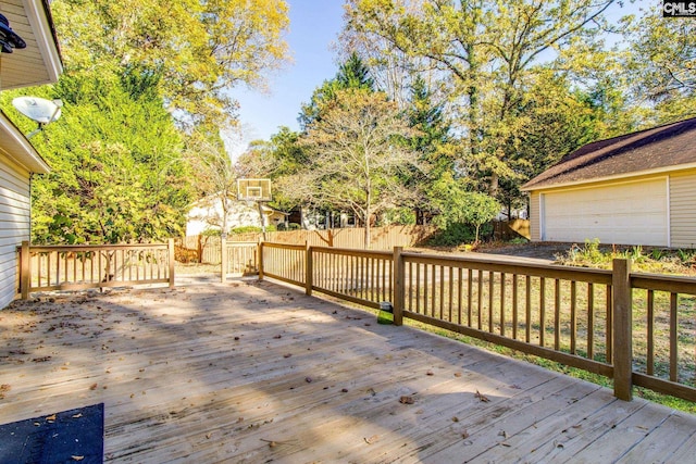 deck with a garage