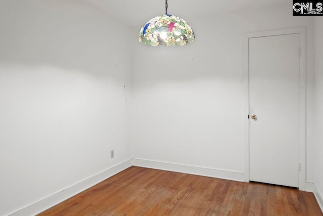 spare room with wood-type flooring