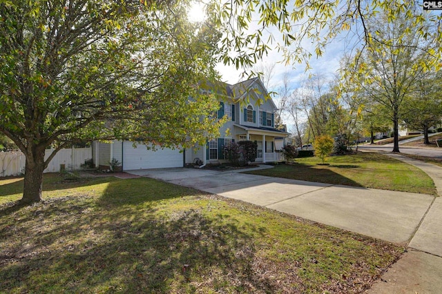 obstructed view of property with covered porch and a front yard