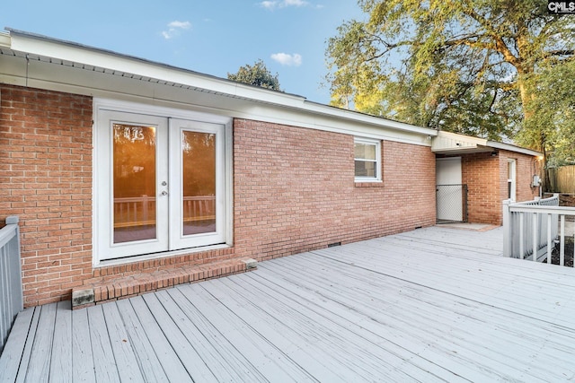 wooden terrace with french doors