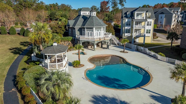 view of pool with a gazebo and a patio