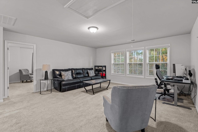 living room with carpet floors