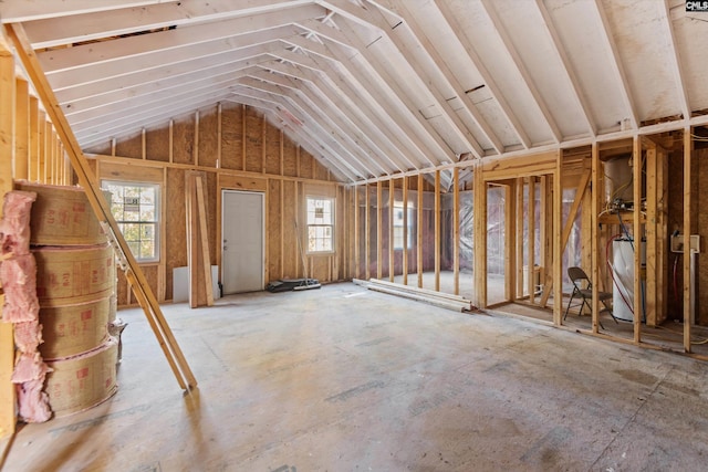 misc room featuring plenty of natural light and lofted ceiling