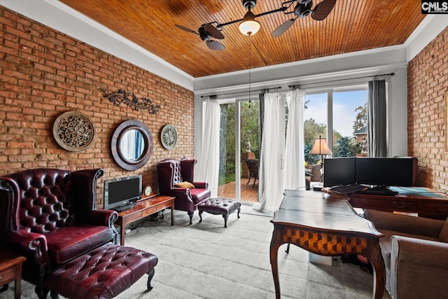 sunroom / solarium featuring wooden ceiling