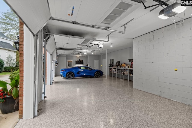 garage with a garage door opener