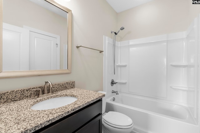 full bathroom featuring vanity, toilet, and shower / bath combination