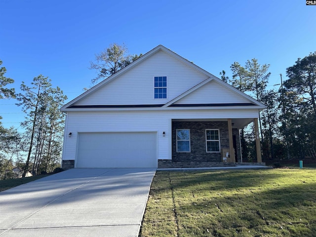 2107 Durham Dr, West Columbia, SC 29170 - view of front of property with driveway, a front lawn, covered porch, and a garage