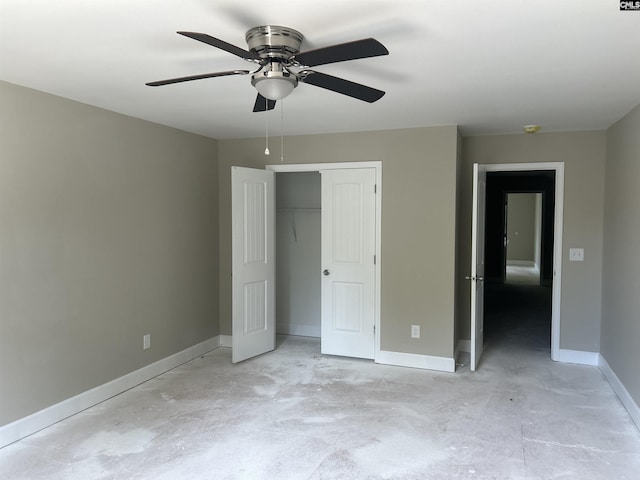 2107 Durham Dr, West Columbia, SC 29170 - unfurnished bedroom featuring concrete flooring, a closet, and ceiling fan
