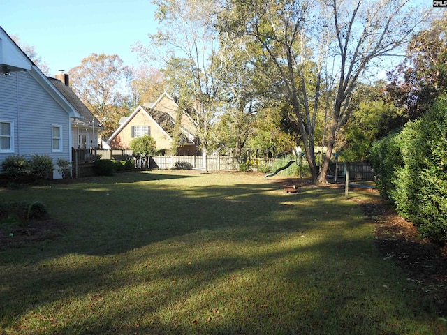 view of yard with a playground