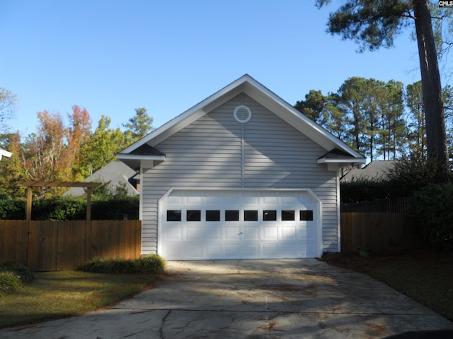 view of garage