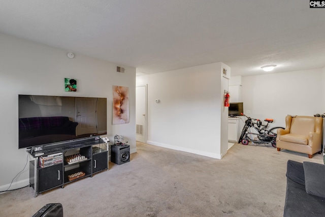 living room featuring carpet flooring