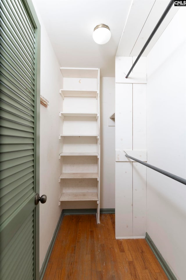 spacious closet with hardwood / wood-style flooring