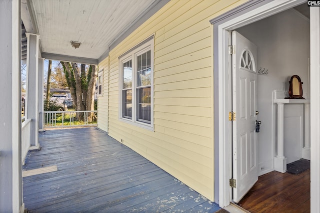 deck featuring covered porch