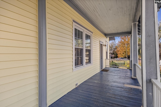 wooden deck featuring a porch