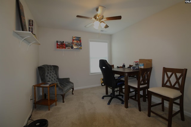 interior space featuring ceiling fan