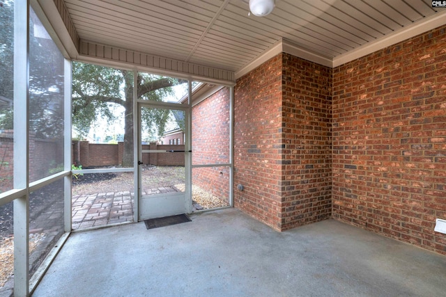 view of unfurnished sunroom