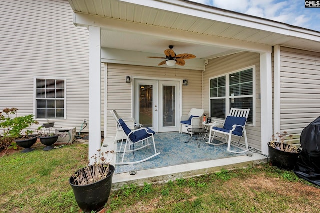 view of patio / terrace featuring ceiling fan