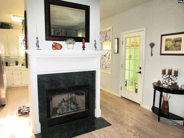 living room with hardwood / wood-style flooring