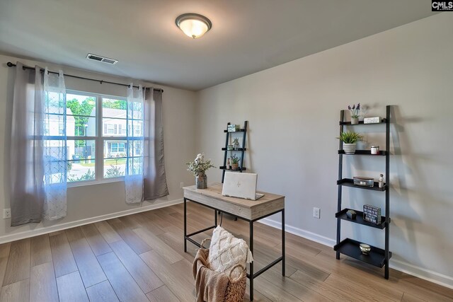 office space featuring wood-type flooring