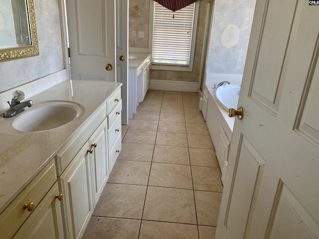 105 Overbranch Dr, Columbia, SC 29223 - bathroom with tile patterned flooring, vanity, and a bath