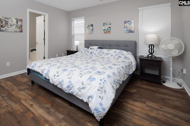 bedroom featuring dark hardwood / wood-style floors