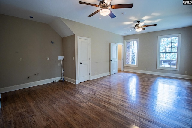 interior space featuring dark hardwood / wood-style floors and ceiling fan