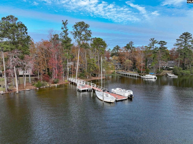 view of dock featuring a water view