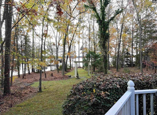 view of yard featuring a water view