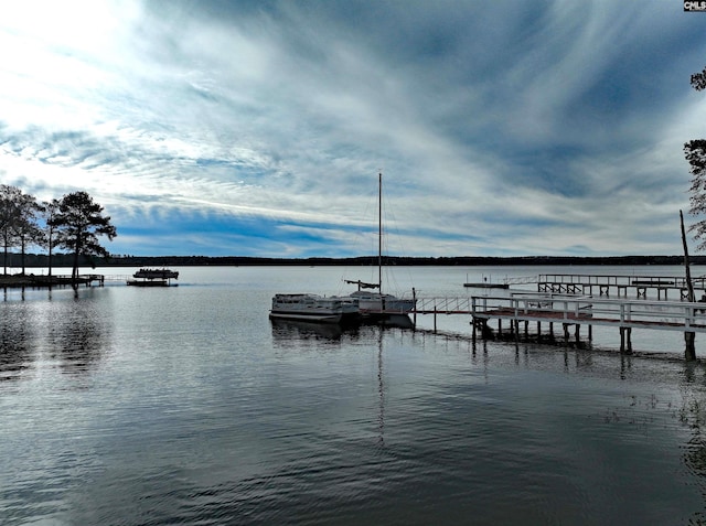 dock area featuring a water view