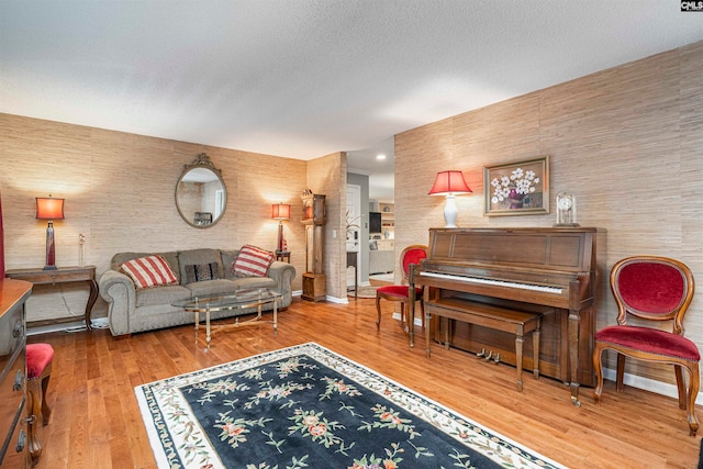 living room with hardwood / wood-style floors