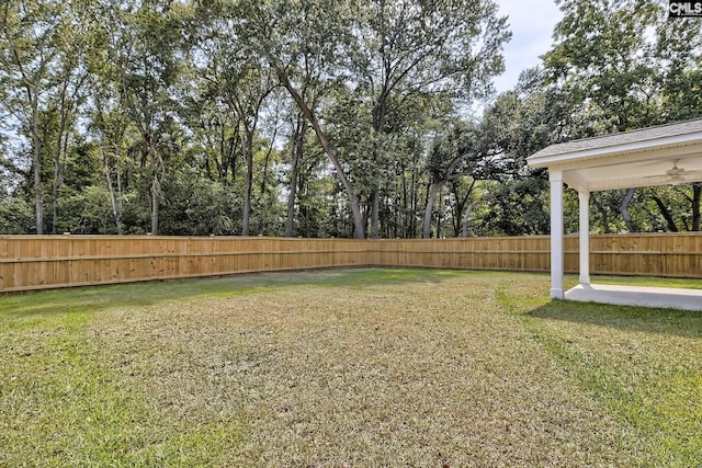 view of yard featuring ceiling fan