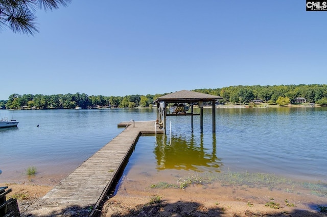 view of dock featuring a water view