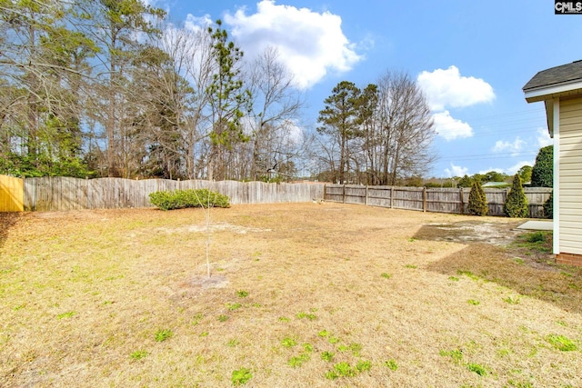 view of yard featuring a fenced backyard