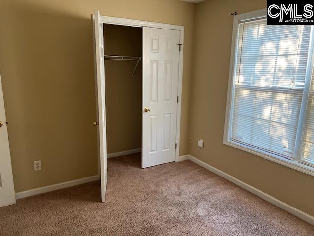 unfurnished bedroom with carpet flooring and a closet