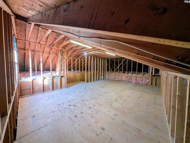 view of unfinished attic