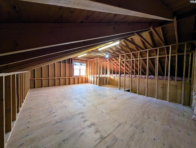 view of unfinished attic