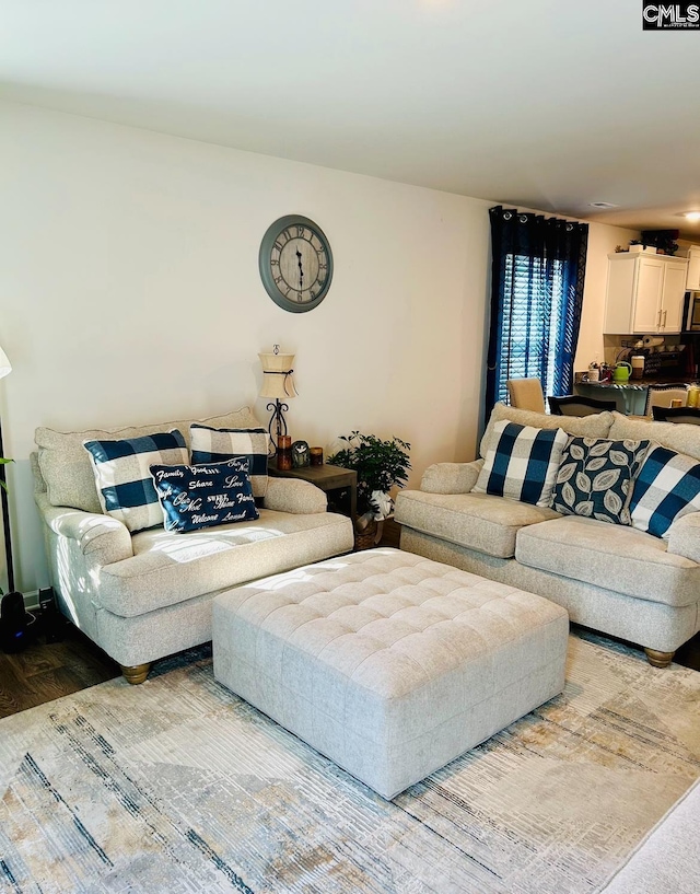 living room with hardwood / wood-style floors