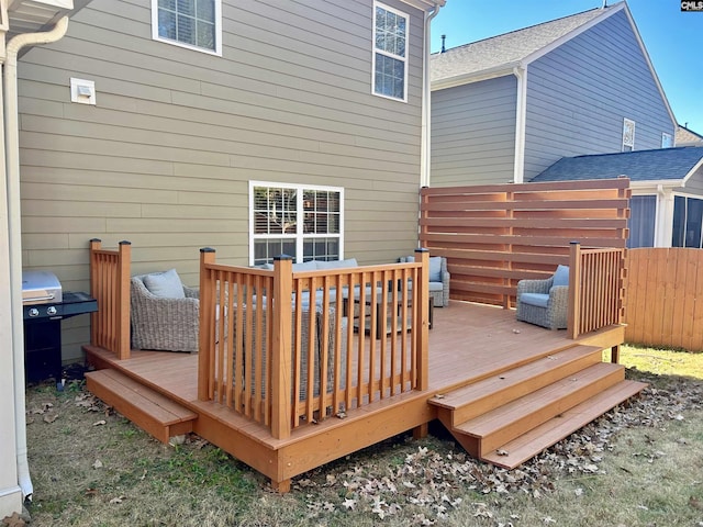 deck featuring grilling area