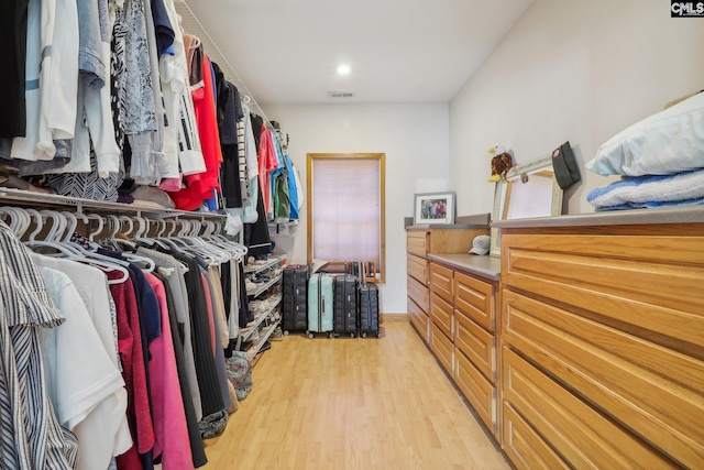 walk in closet featuring light hardwood / wood-style floors