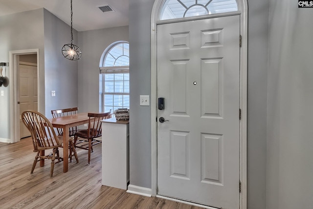 entryway with light wood-type flooring