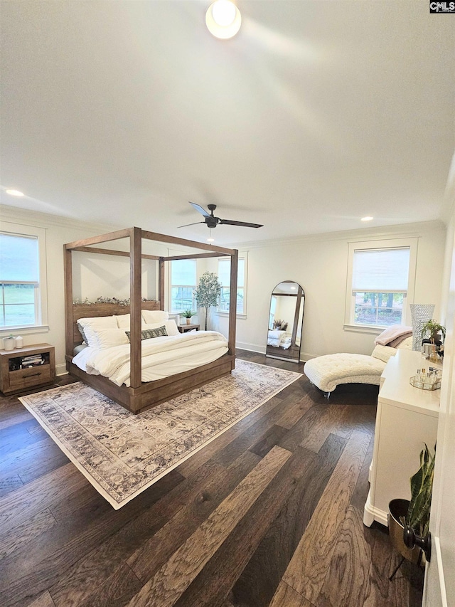 235 Clayborn Dr, Lexington, SC 29072 - bedroom with ceiling fan and dark wood-type flooring