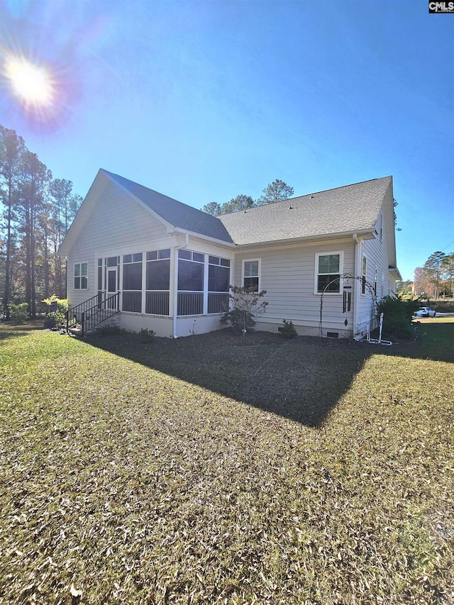 235 Clayborn Dr, Lexington, SC 29072 - back of property featuring a lawn and a sunroom