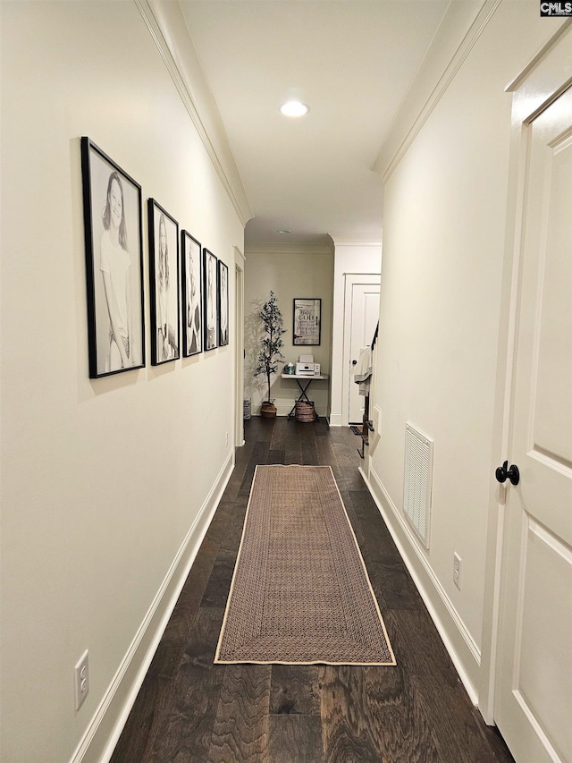 235 Clayborn Dr, Lexington, SC 29072 - hallway featuring crown molding and dark hardwood / wood-style flooring