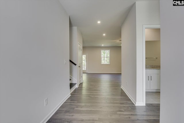 hall featuring light hardwood / wood-style flooring