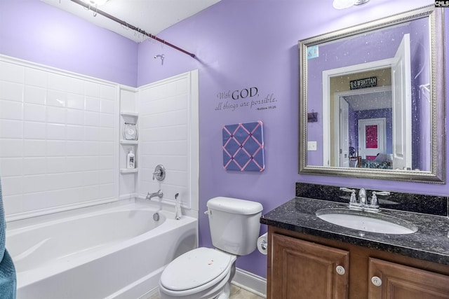 full bathroom with vanity, shower / bathing tub combination, and toilet