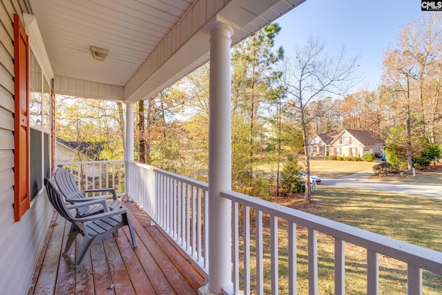 deck featuring a porch