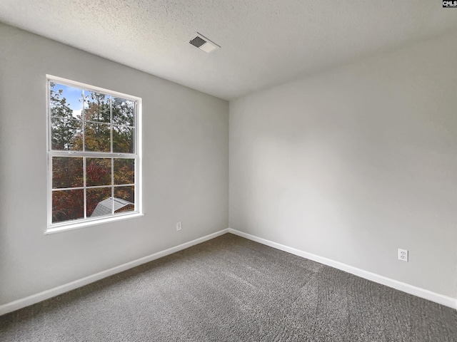 unfurnished room with carpet floors and a textured ceiling